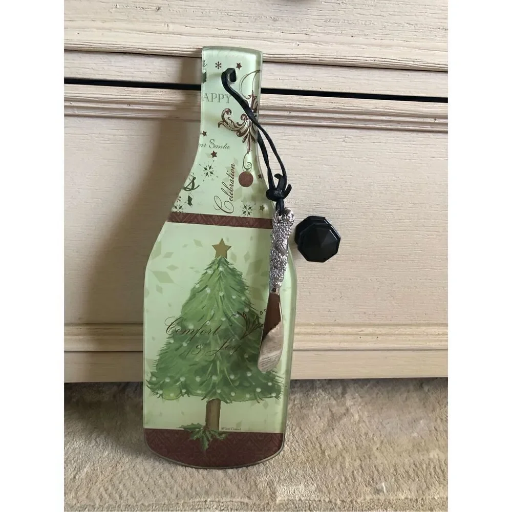 Vintage Terri Conrad Comfort & Joy  Glass Cheese Board